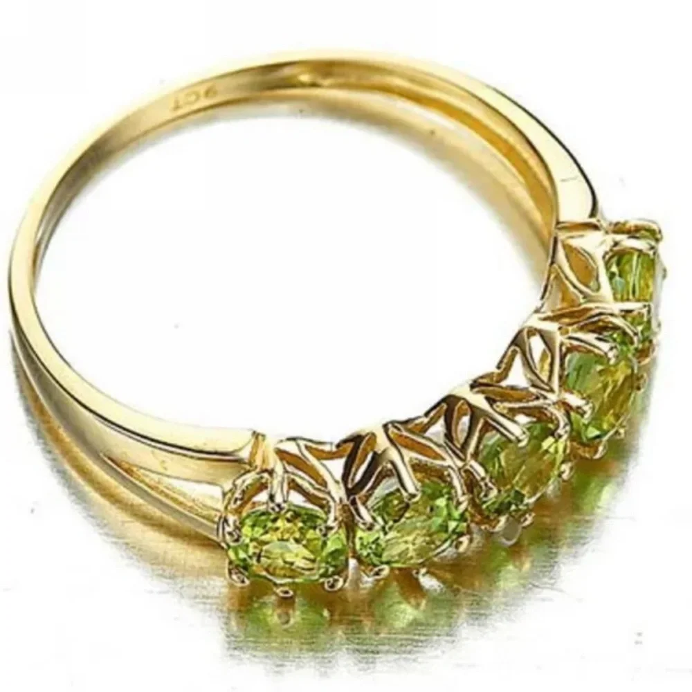 New Woman’s 9ct Gold Plated S925 Sterling Silver .68ctw Peridot Luxury Band Ring